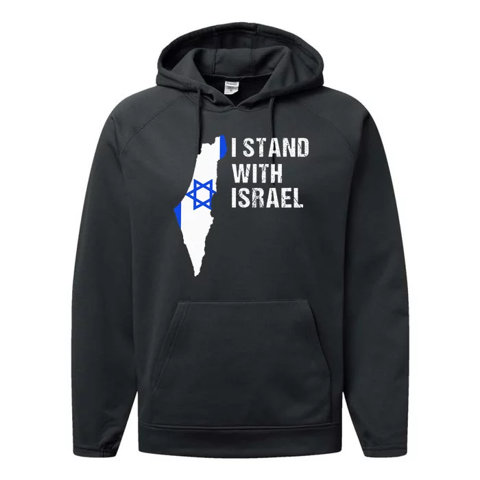 I Stand With Israel Jewish Gifts Heritage Israeli Flag Performance Fleece Hoodie