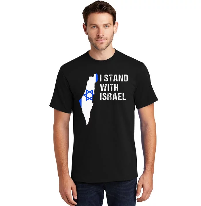 I Stand With Israel Jewish Gifts Heritage Israeli Flag Tall T-Shirt