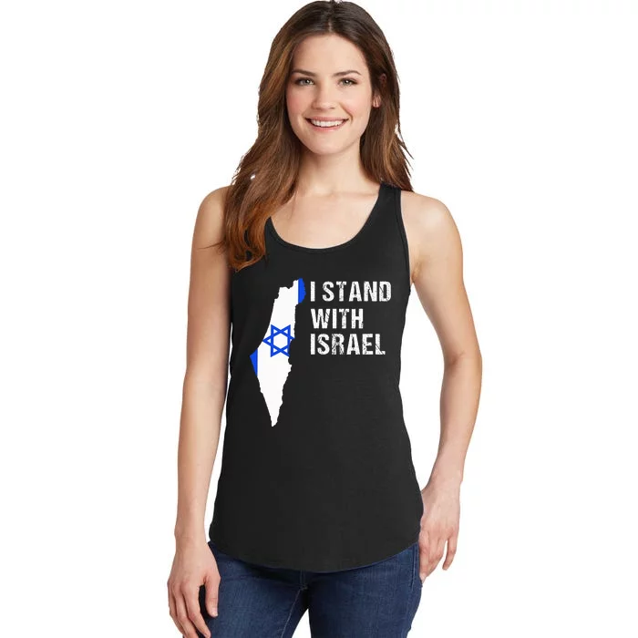 I Stand With Israel Jewish Gifts Heritage Israeli Flag Ladies Essential Tank