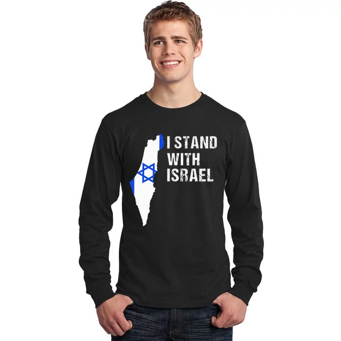 I Stand With Israel Jewish Gifts Heritage Israeli Flag Tall Long Sleeve T-Shirt