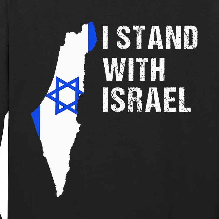 I Stand With Israel Jewish Gifts Heritage Israeli Flag Tall Long Sleeve T-Shirt