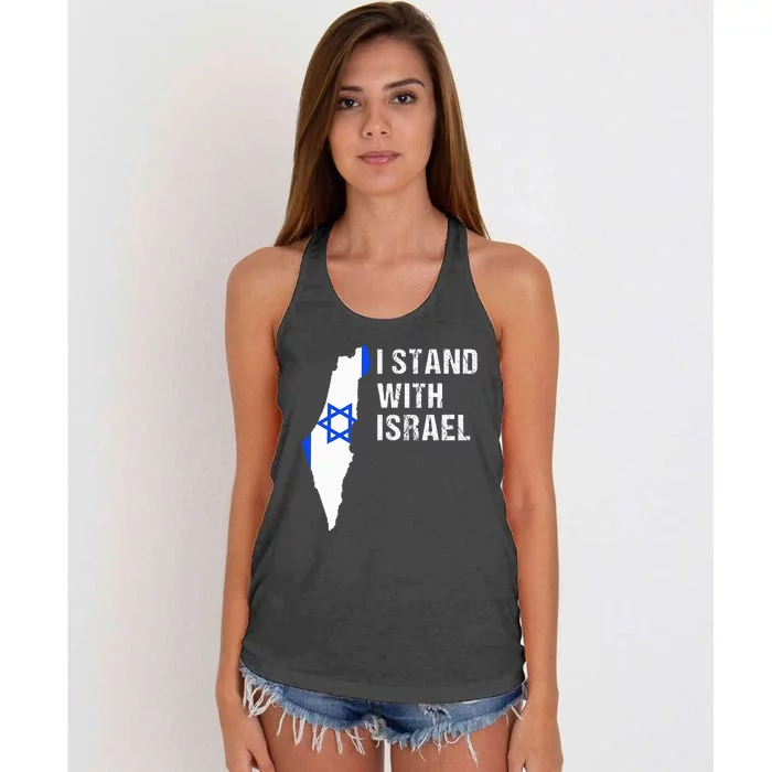 I Stand With Israel Jewish Gifts Heritage Israeli Flag Women's Knotted Racerback Tank