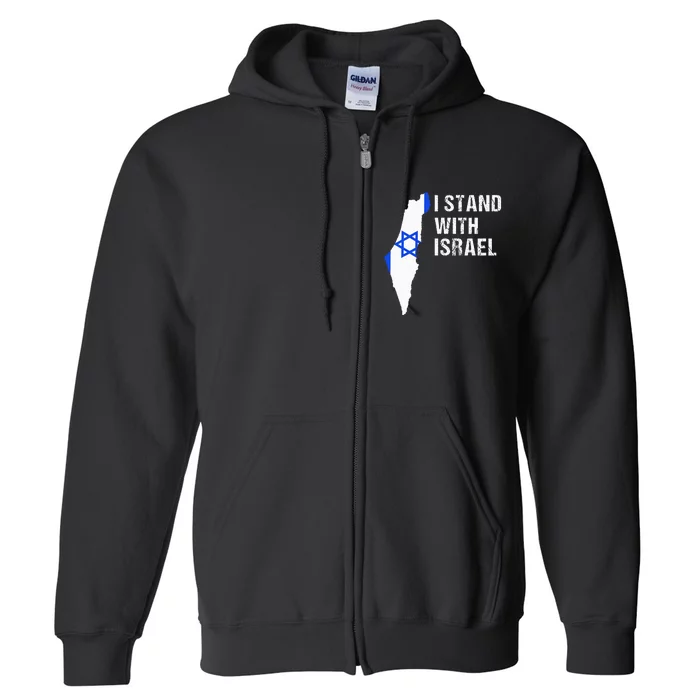 I Stand With Israel Jewish Gifts Heritage Israeli Flag Full Zip Hoodie