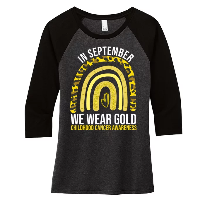 In September We Wear Gold Childhood Cancer Awareness Women's Tri-Blend 3/4-Sleeve Raglan Shirt