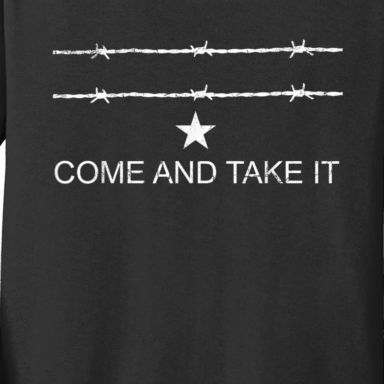 I Stand With Texas Razor Wire Come And Take It Kids Long Sleeve Shirt