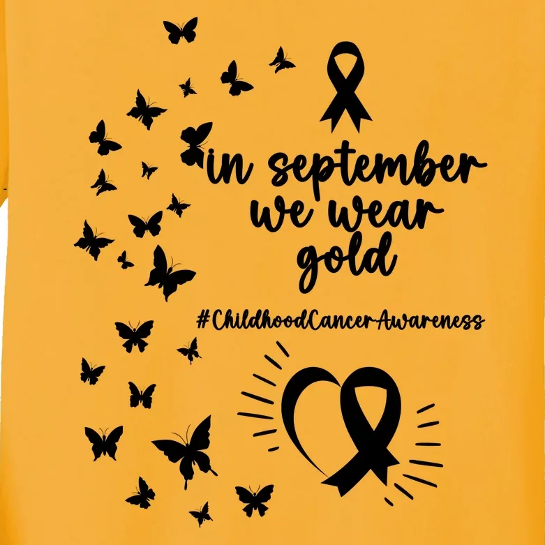 In September We Wear Gold Childhood Cancer Awareness Kids Long Sleeve Shirt