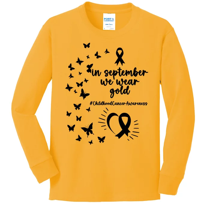 In September We Wear Gold Childhood Cancer Awareness Kids Long Sleeve Shirt