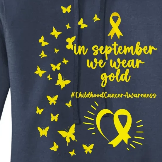 In September We Wear Gold Childhood Cancer Awareness Women's Pullover Hoodie