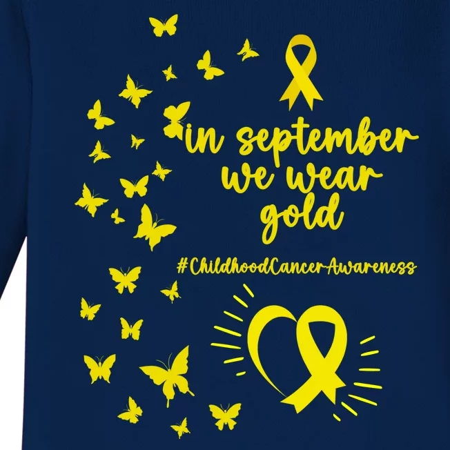 In September We Wear Gold Childhood Cancer Awareness Baby Long Sleeve Bodysuit