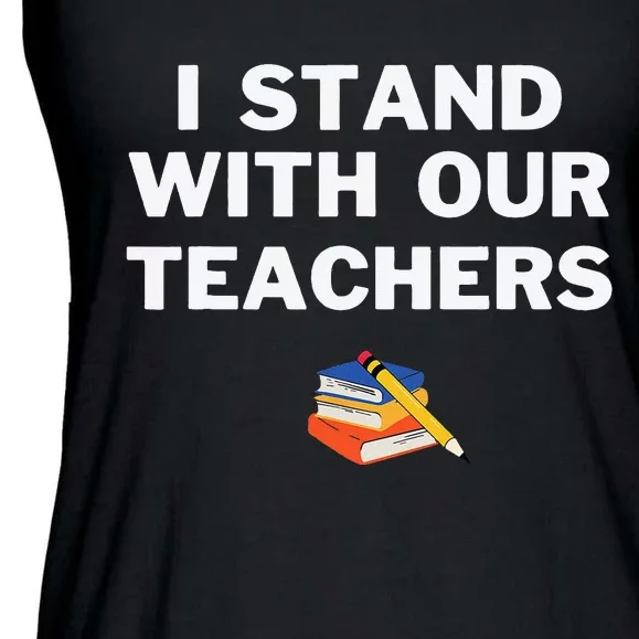 I Stand With Our Teachers & Stand Against Book Banning! Ladies Essential Flowy Tank