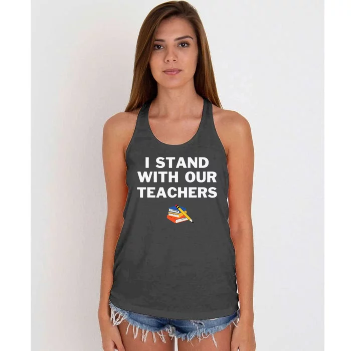 I Stand With Our Teachers & Stand Against Book Banning! Women's Knotted Racerback Tank