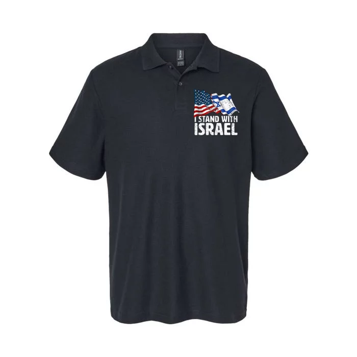 I Stand With Israel USA American Flag w Israel Flag Softstyle Adult Sport Polo