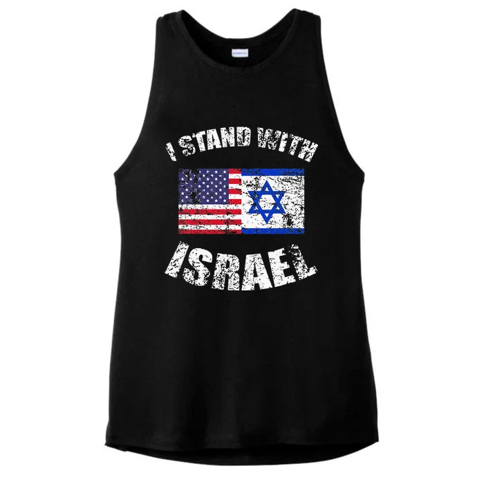 I Stand With Israel My Support Israel Flag Pride Ladies Tri-Blend Wicking Tank