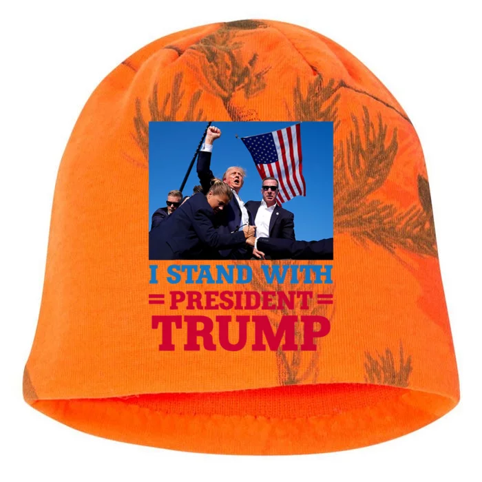 I Stand With President Trump After The Shooting At His Rally Kati - Camo Knit Beanie