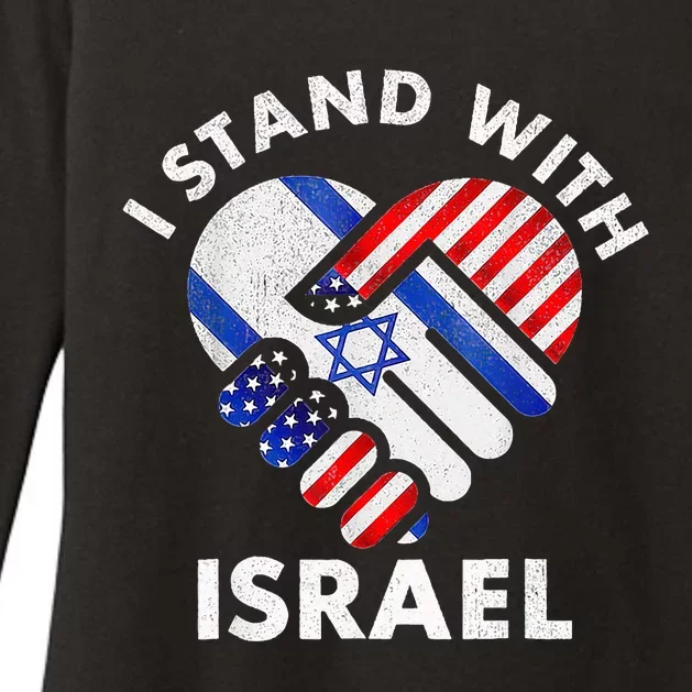 I Stand With Israel USA American Flag with Israel Flag Womens CVC Long Sleeve Shirt