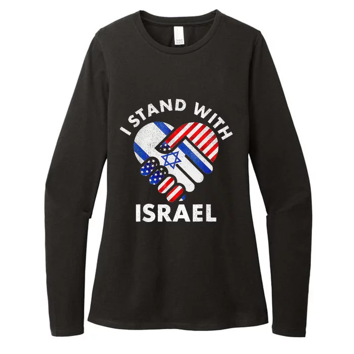 I Stand With Israel USA American Flag with Israel Flag Womens CVC Long Sleeve Shirt