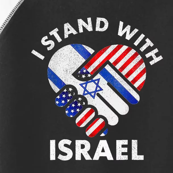 I Stand With Israel USA American Flag with Israel Flag Toddler Fine Jersey T-Shirt