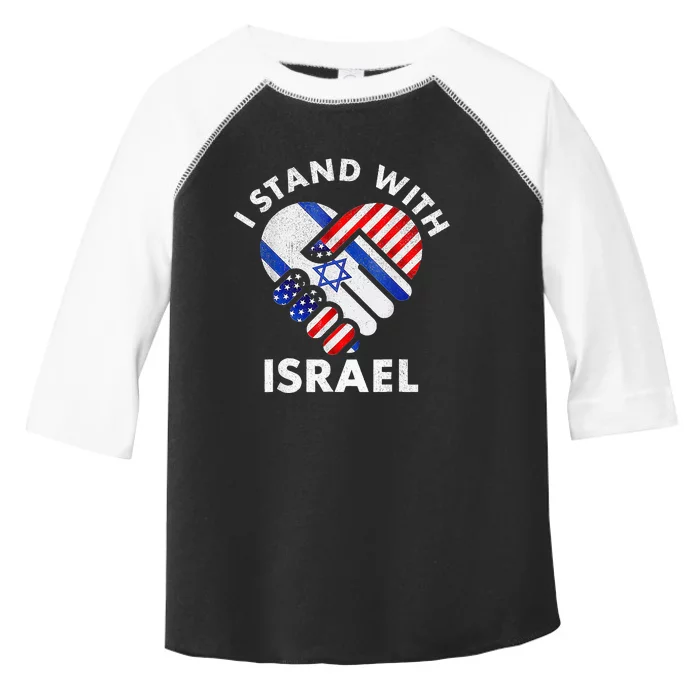 I Stand With Israel USA American Flag with Israel Flag Toddler Fine Jersey T-Shirt