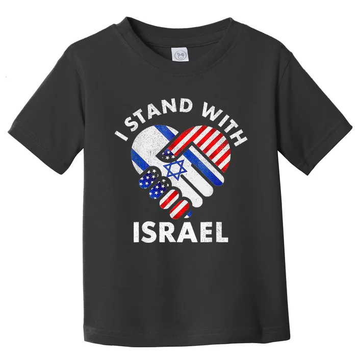 I Stand With Israel USA American Flag with Israel Flag Toddler T-Shirt