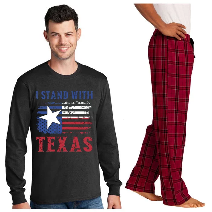 I Stand With Texas Flag Usa State Of Texas Long Sleeve Pajama Set