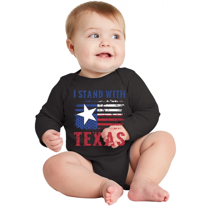 I Stand With Texas Flag Usa State Of Texas Baby Long Sleeve Bodysuit