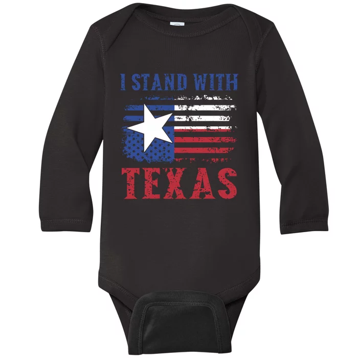 I Stand With Texas Flag Usa State Of Texas Baby Long Sleeve Bodysuit