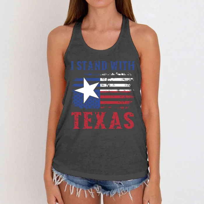 I Stand With Texas Flag Usa State Of Texas Women's Knotted Racerback Tank