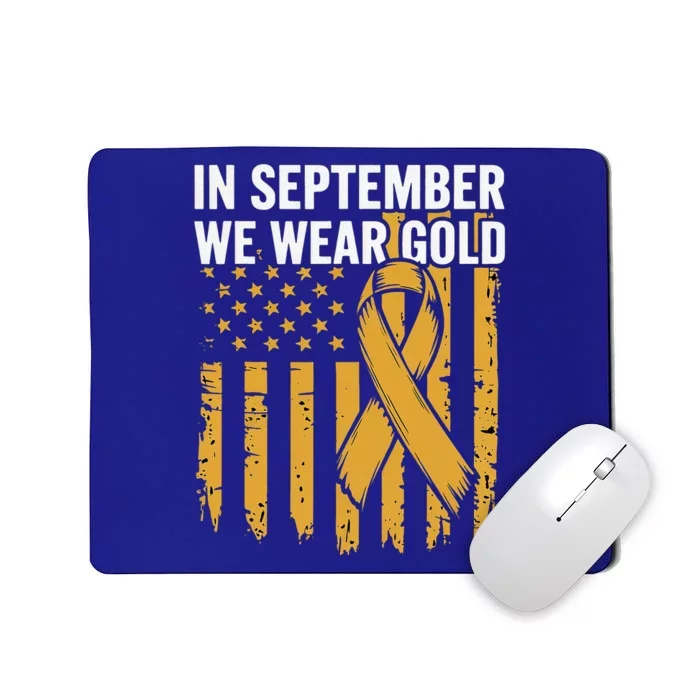 In September We Wear Gold Childhood Cancer Awareness Us Flag Mousepad