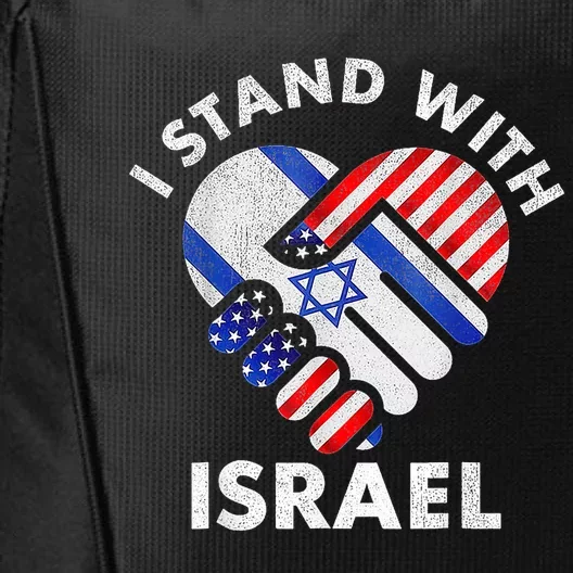 I Stand With Israel Usa American Flag With Israel Flag Heart City Backpack