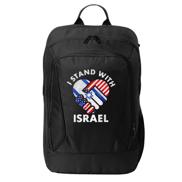 I Stand With Israel Usa American Flag With Israel Flag Heart City Backpack