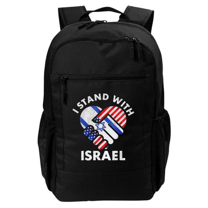 I Stand With Israel Usa American Flag With Israel Flag Heart Daily Commute Backpack