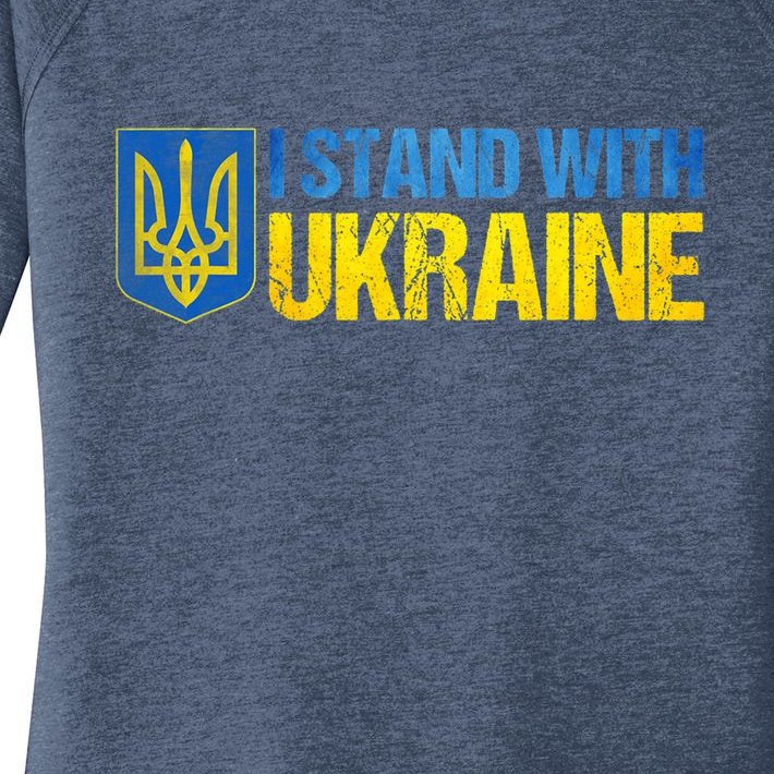 I Stand With Ukraine USA Support Ukrainian Lover Design Women’s Perfect Tri Tunic Long Sleeve Shirt
