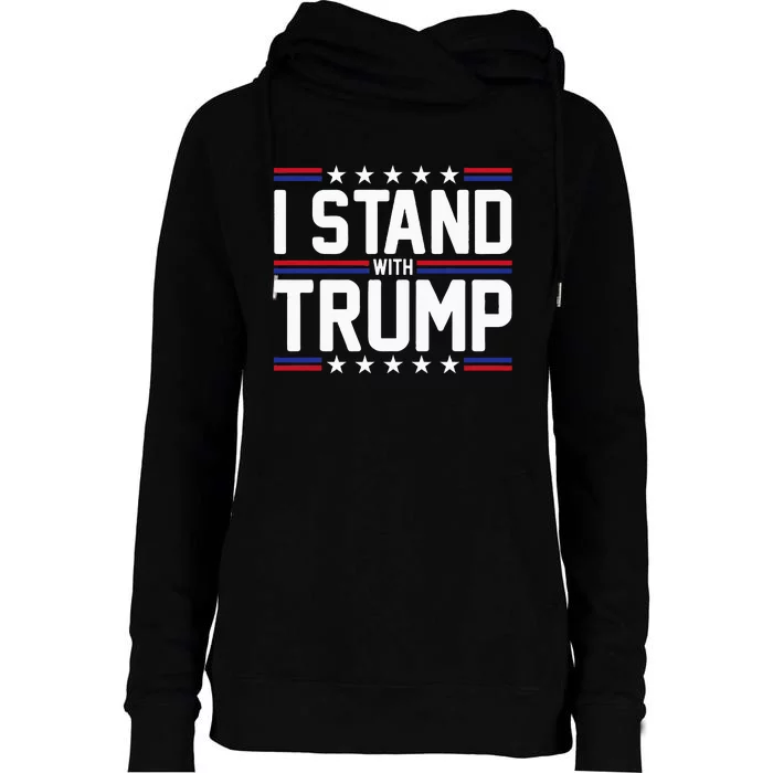 I Stand With Trump American Flag Usa Trump Supporter Womens Funnel Neck Pullover Hood