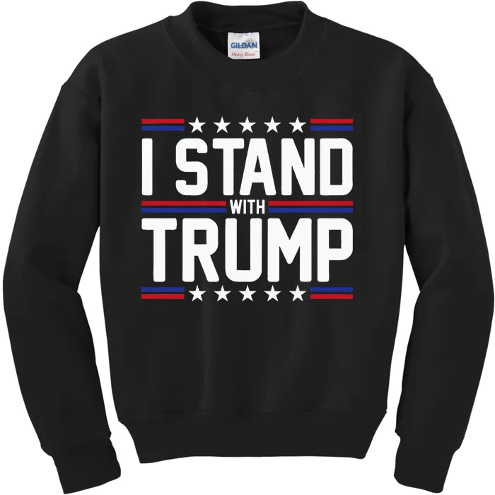 I Stand With Trump American Flag Usa Trump Supporter Kids Sweatshirt