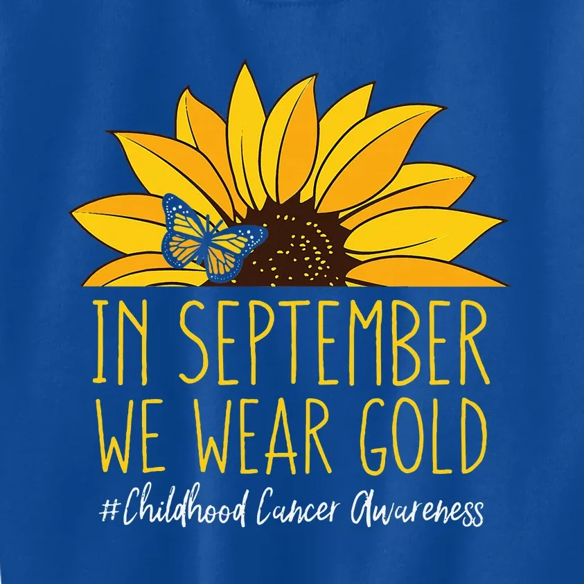 In September We Wear Sunflower Childhood Cancer Awareness Kids Sweatshirt