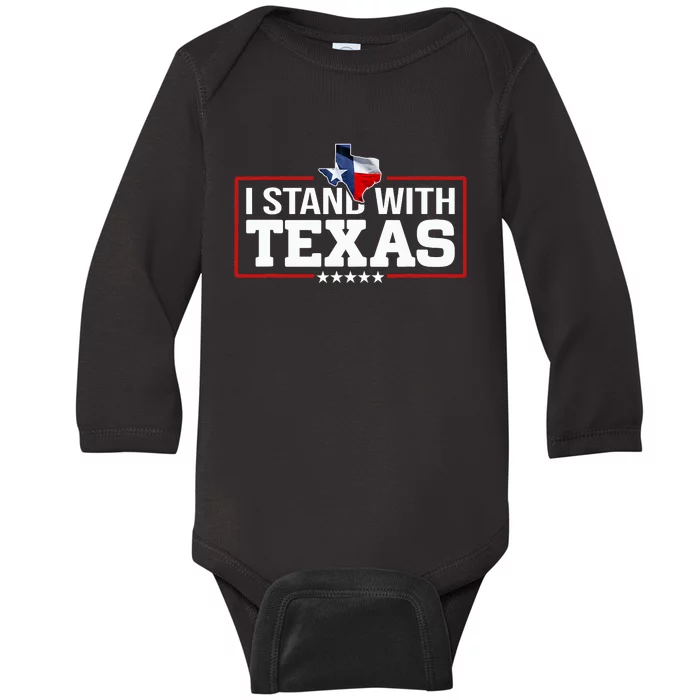 I Stand With Texas Flag Barbed Wire Baby Long Sleeve Bodysuit