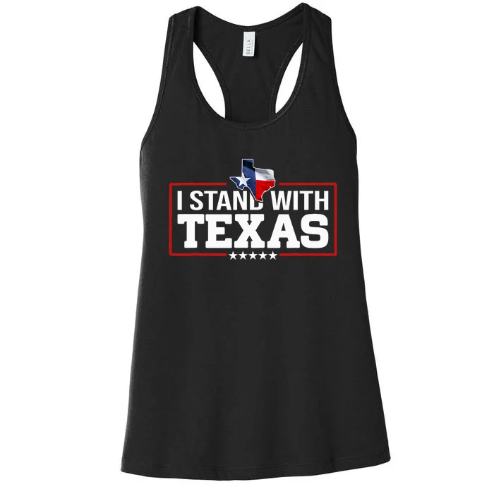 I Stand With Texas Flag Barbed Wire Women's Racerback Tank