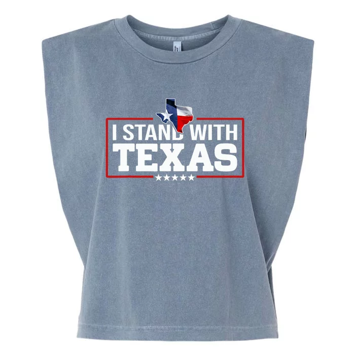 I Stand With Texas Flag Barbed Wire Garment-Dyed Women's Muscle Tee