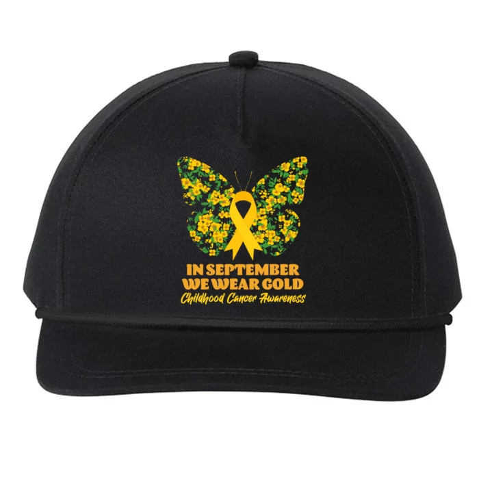 In September We Wear Gold Childhood Cancer Awareness Flower Butterfly Snapback Five-Panel Rope Hat