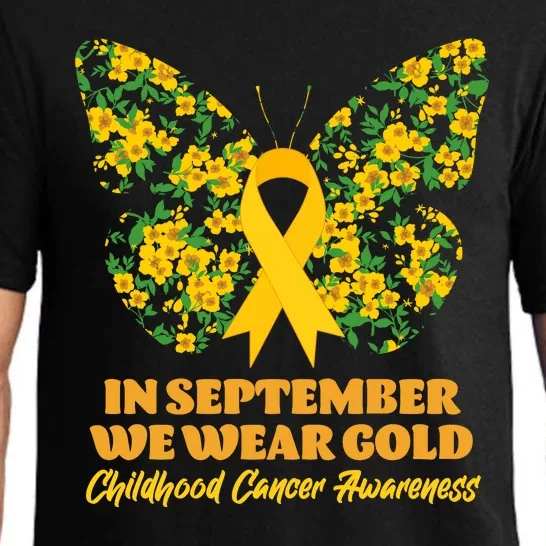 In September We Wear Gold Childhood Cancer Awareness Flower Butterfly Pajama Set