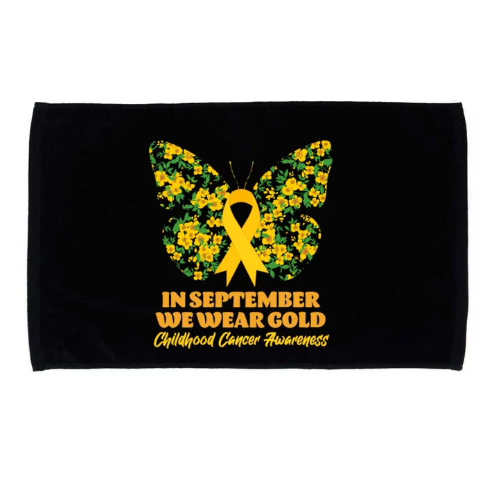 In September We Wear Gold Childhood Cancer Awareness Flower Butterfly Microfiber Hand Towel