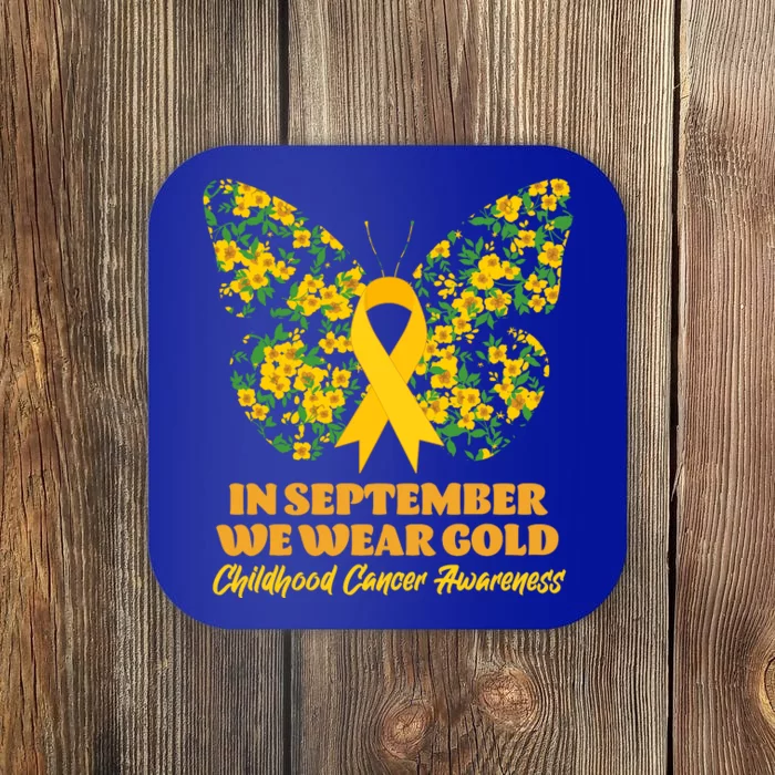 In September We Wear Gold Childhood Cancer Awareness Flower Butterfly Coaster