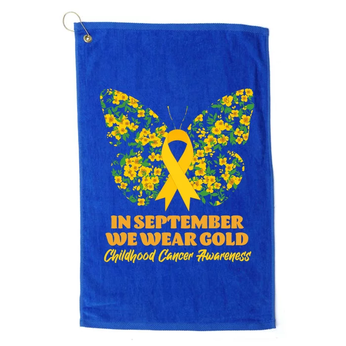 In September We Wear Gold Childhood Cancer Awareness Flower Butterfly Platinum Collection Golf Towel