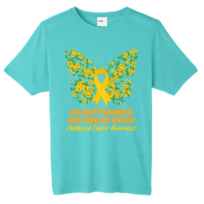 In September We Wear Gold Childhood Cancer Awareness Flower Butterfly ChromaSoft Performance T-Shirt