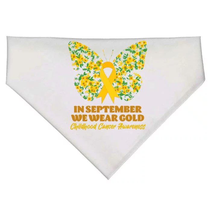 In September We Wear Gold Childhood Cancer Awareness Flower Butterfly USA-Made Doggie Bandana