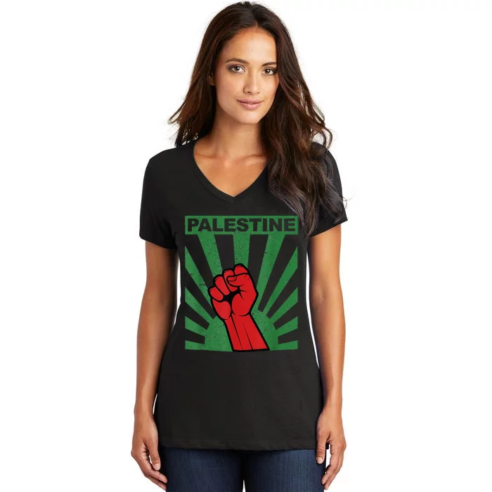 I Stand With Palestine For Their Freedom Free Palestine Women's V-Neck T-Shirt