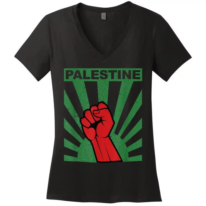 I Stand With Palestine For Their Freedom Free Palestine Women's V-Neck T-Shirt