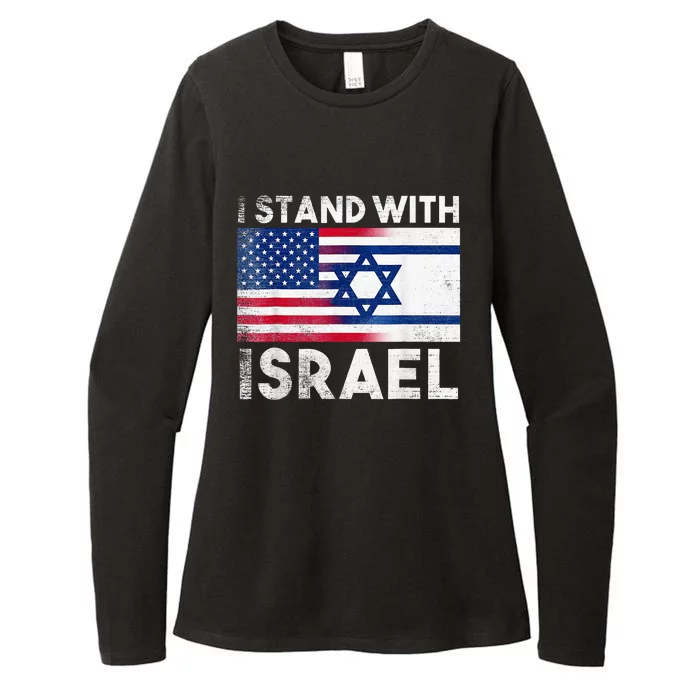 I Stand With Israel Pray For Israel US and Israel Flag Womens CVC Long Sleeve Shirt