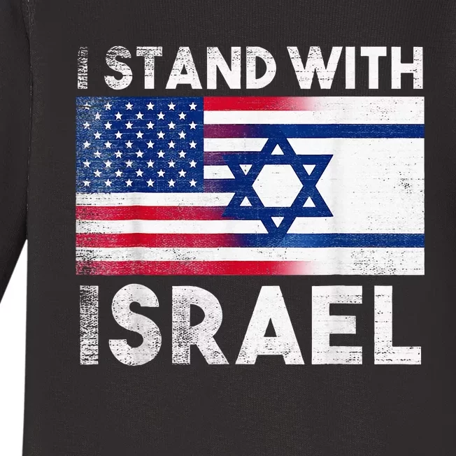 I Stand With Israel Pray For Israel US and Israel Flag Baby Long Sleeve Bodysuit