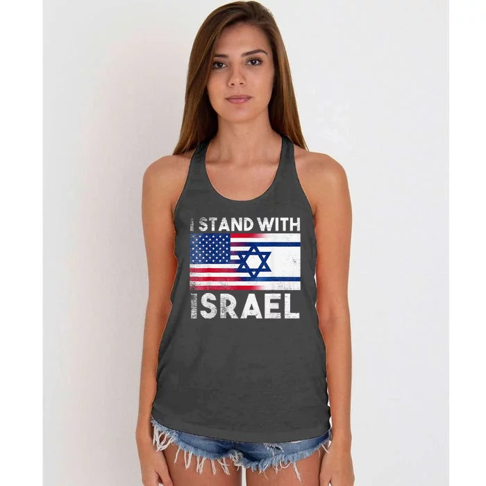 I Stand With Israel Pray For Israel US and Israel Flag Women's Knotted Racerback Tank